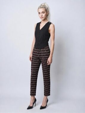 Jean Paul Gaultier Femme Button Vest w/ crystals, blk, stripe lining, FR34/4 EUC